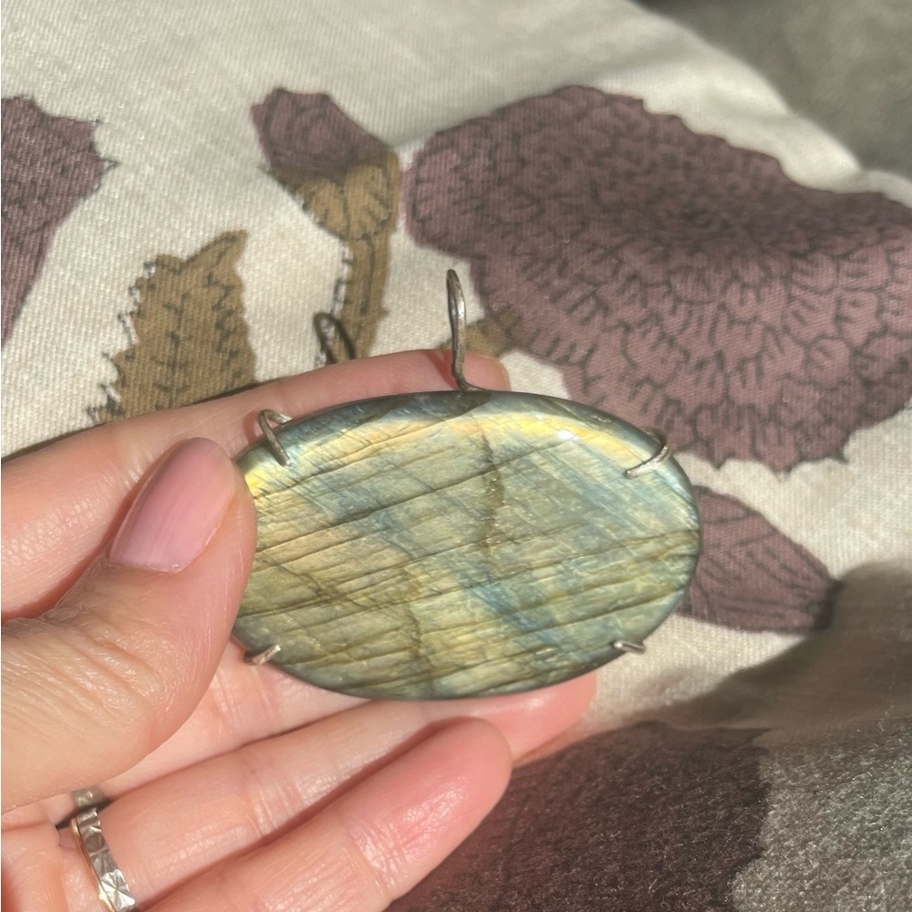 large flashy labradorite pendant with sterling silver handmade by me